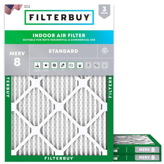 Imagem de Filtrobu 18x20x1 Filtro de ar MERV 8 Defesa de Poeira (3-Pack), Substituição de filtros de ar do forno HVAC AC (Tamanho real: 17,50 x 19,50 x 0,75 polegadas)