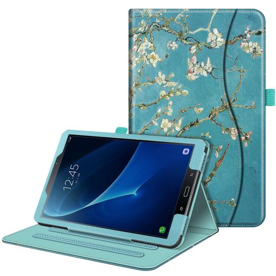 Imagem de Fintie Case para Samsung Galaxy Tab A 10.1 (Versão 2016 NO S Pen), Proteção de canto Cobertura de suporte de visão multi-ângulo com bolso auto sono/vigília para aba A 10.1 (SM-T580/T585/T587), Blossom