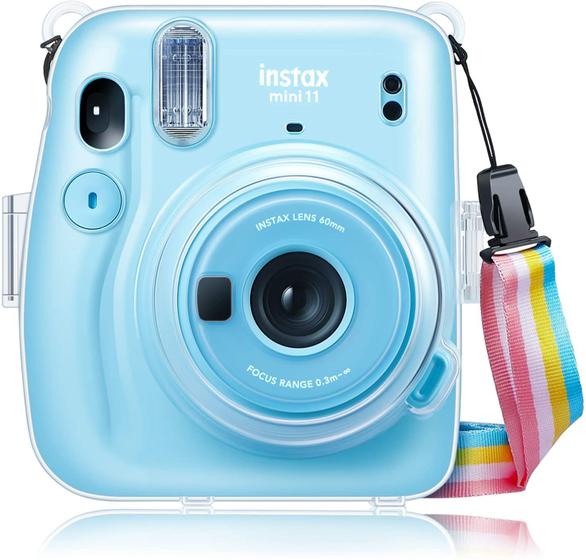 Imagem de Fintie Protective Clear Case para Fujifilm Instax Mini 11 Instant Film Camera - Crystal Hard PVC Cover with Removable Rainbow Shoulder Strap, Clear