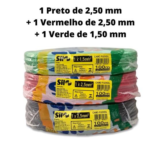 Imagem de Fio Cabo Flexivel 2,5 mm e 1,5 mm Sil - Kit com 3 cabos