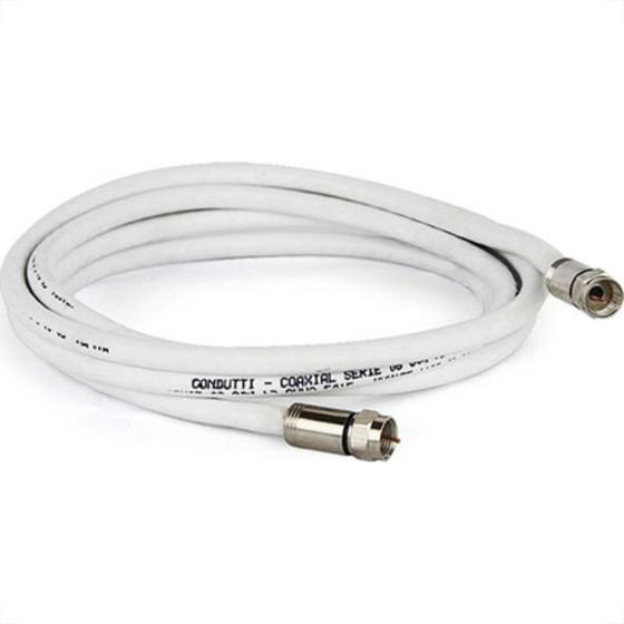 Imagem de Fio Coaxial Kit Rgc06 C/Conector Branco 05Mt