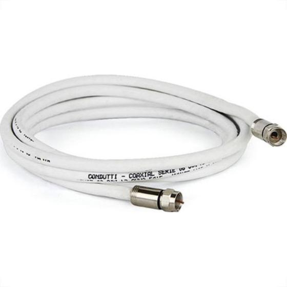 Imagem de Fio Coaxial Kit Rgc06 C/Conector Branco 10Mt