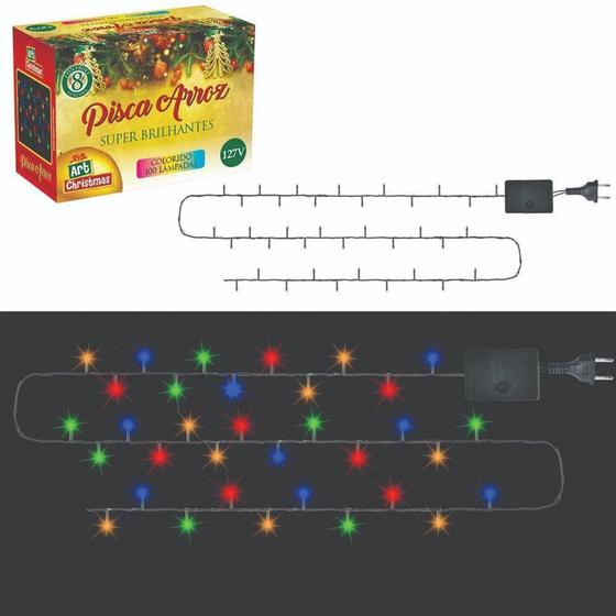 Imagem de Fio De Fada Led Colorido Varal De Luzes Fio De Luz Cordão Pisca Arroz - Art Christmas