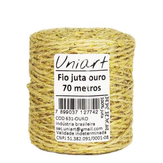 Imagem de Fio de Juta Natural com Lurex Dourado Uniart  70m