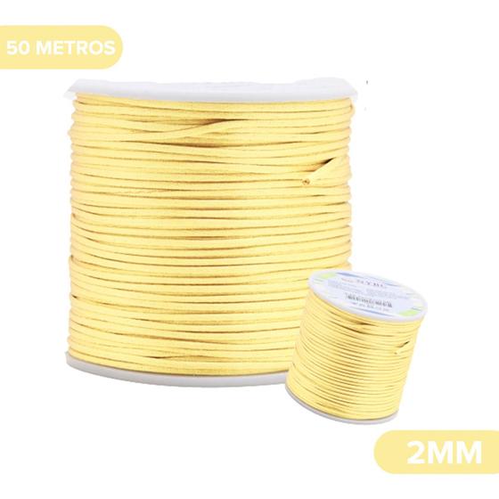 Imagem de Fio De Seda Amarelo Bebê - Cordão Rabo De Rato 2mm - Nybc