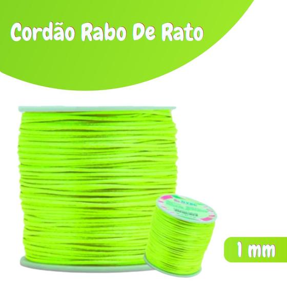 Imagem de Fio De Seda Verde Neon - Cordão Rabo De Rato 1mm - Nybc