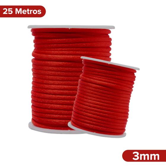 Imagem de Fio De Seda Vermelho Cereja - Cordão Rabo De Rato 3mm - Nybc