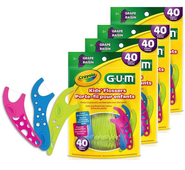Fio Dental C/ Cabo Kids Flossers Uva Crayola Gum C/160 Fio Dental