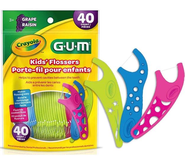Fio Dental C/ Cabo Kids Flossers Uva Crayola Gum C/40 Fio Dental