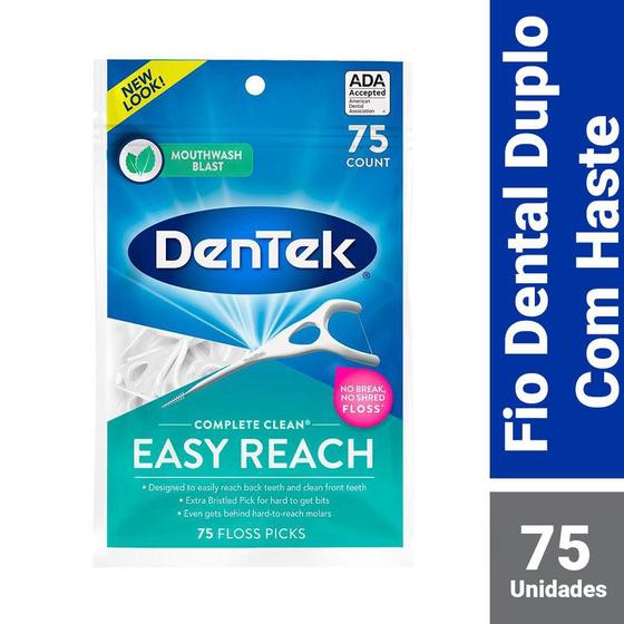 Imagem de Fio Dental Dentek Floss Picks Complete Clean Easy Reach com 75 unidades