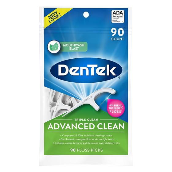 Imagem de Fio Dental Dentek Floss Picks Triple Clean Advanced com 90 unidades