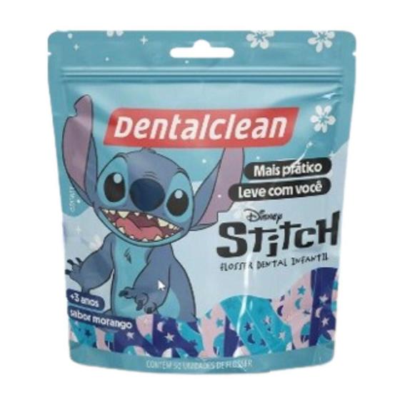 Imagem de Fio Dental Flosser Infantil Stitch Morango 50U - Dentalclean