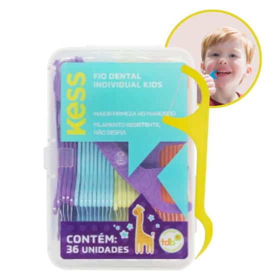 Imagem de Fio Dental Individual Kids Infantil Colorido 36 Unidades Kess