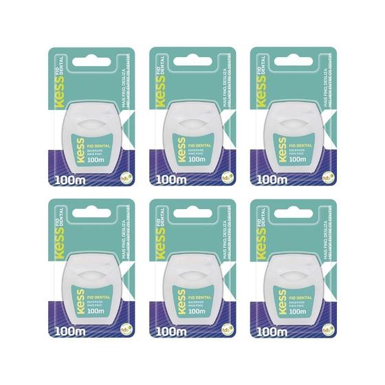 Imagem de Fio Dental Kess 100M Extra Fino - Kit Com 6Un