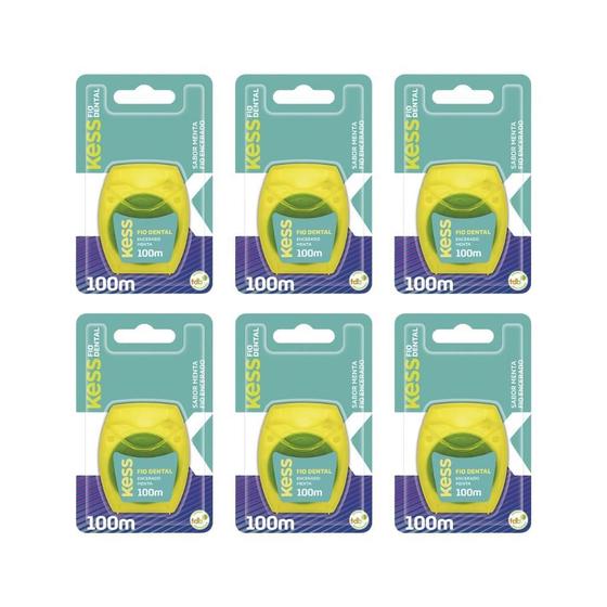 Imagem de Fio Dental Kess 100M Menta - Kit Com 6Un