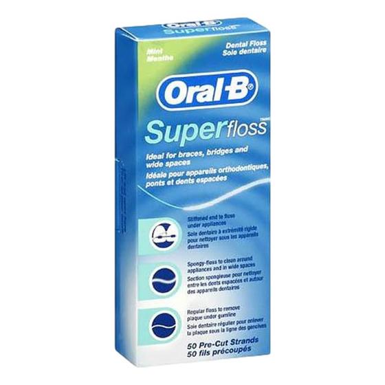 Fio Dental Oral B Super Floss De Menta - 50 Fios Menor preço em Fio Dental Oral B Super Floss De Menta - 50 Fios