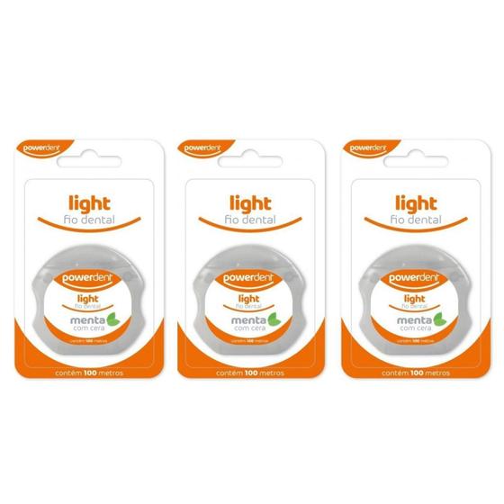 Fio Dental PowerDent Light Mente 100 Metros Kit c/ 3Und Menor preço em Fio Dental PowerDent Light Mente 100 Metros Kit c/ 3Und