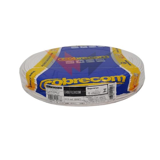 Imagem de Fio Elétrico 1.5mm Cobrecom Flexível 750V Rolo Com 100 Metros Branco