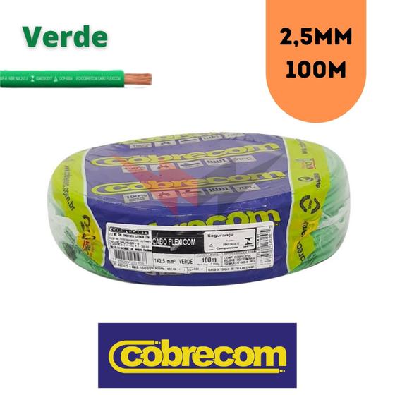 Imagem de  Fio Elétrico 2.5mm Cobrecom Flexível 750V Rolo Com 100 Metros Verde
