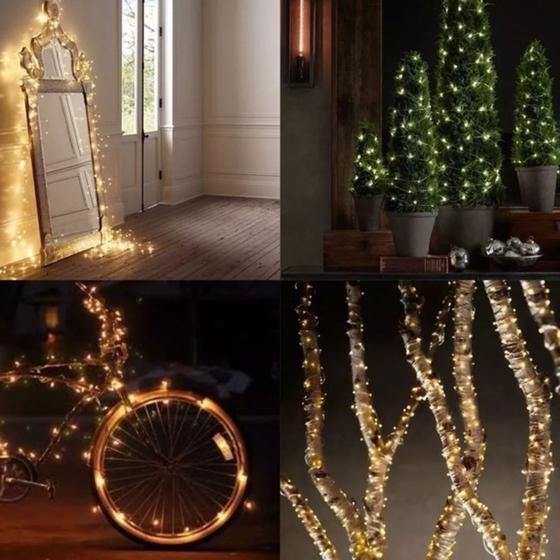 Fio Fada Cordão De Luz Led 5m 50 Leds Branco Quente Pilha Menor preço em Fio Fada Cordão De Luz Led 5m 50 Leds Branco Quente Pilha