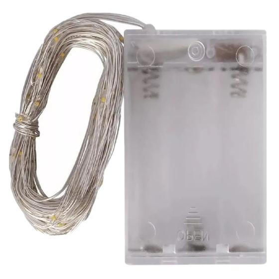 Imagem de Fio Fada Prata Cobre 20 Leds Cordão Luz Quente 2m