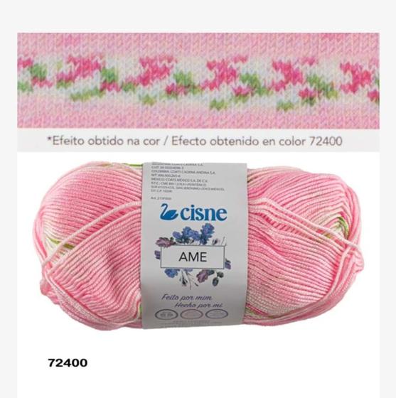 Imagem de Fio/Lã Cisne Ame 100g - Cor 72400 - Floral Rosa/verde