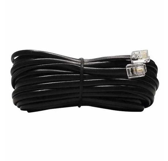 Fio para telefone / interfone -- 5 metros -- RJ11 -- 4 Vias -- Preto -- RONTEK Menor preço em Fio para telefone / interfone -- 5 metros -- RJ11 -- 4 Vias -- Preto -- RONTEK
