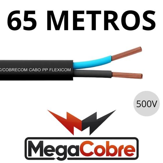 Imagem de Fio Pp Cabo De Cobre Preto 2x2,50mm Com 65 Metros 