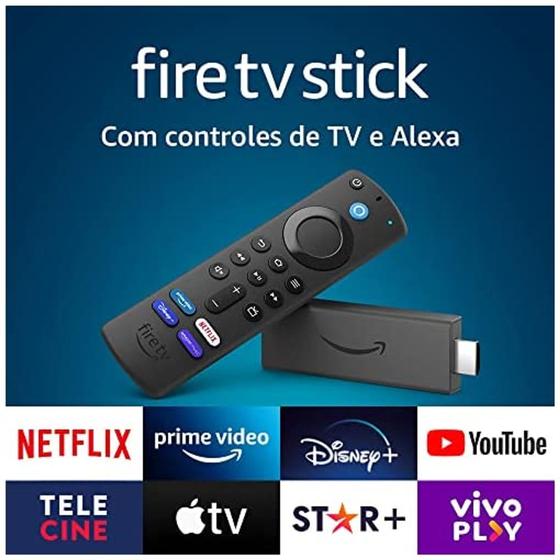 Imagem de Fire Stick Full HD Com botoes Atalhos e volume 3º geraçao com Controle por Voz Alexa modelo 2023