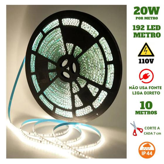 Imagem de Fita 192 LED's 110V 10 Metros IP44 3528 18W 4000K Liga Direto