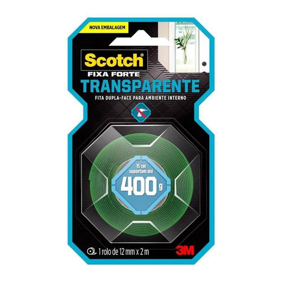 Imagem de Fita 3M Dupla Face 12MMX2M Fixa Forte Transparente