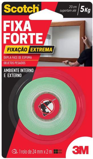 Imagem de Fita 3M dupla face fixa forte espuma 5Kg 24mmx2m
