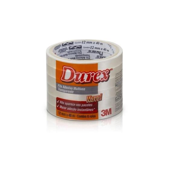 Fita Adesiva 12x40 Transparente PP Durex 9370 / 6 Rolos / 3M Menor preço em Fita Adesiva 12x40 Transparente PP Durex 9370 / 6 Rolos / 3M
