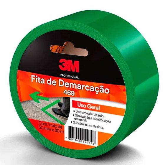 Imagem de Fita Adesiva 3M para Demarcação 469, Uso Geral, 50mmX30m, Verde