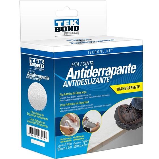 Imagem de Fita adesiva antiderrapante transparente 50 mm x 5 m - TekBond