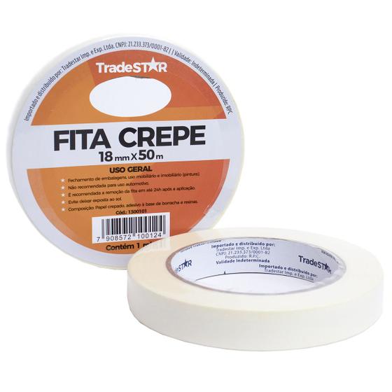 Imagem de Fita Adesiva Crepe Papel 18mm X 50m C/24 Rolos 18x50