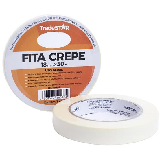 Imagem de Fita Adesiva Crepe Papel 18Mm X 50M C/6 Rolos 18X50