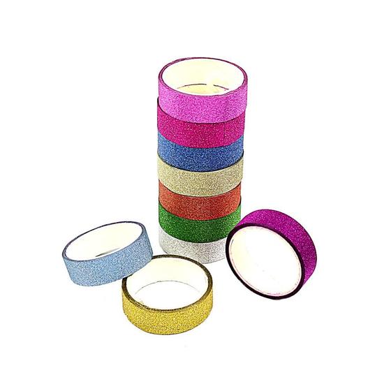 Imagem de Fita Adesiva Decorativa Gliter Washi Tape Scrapbook 10 Un