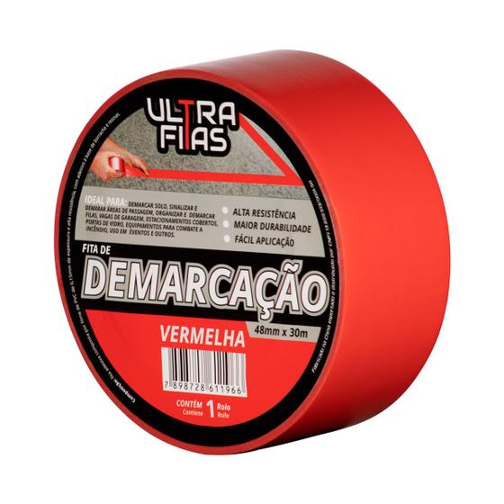 Fita Adesiva Demarcação Solo Resistente 30 Metros Vermelho Ultra Fitas Menor preço em Fita Adesiva Demarcação Solo Resistente 30 Metros Vermelho Ultra Fitas