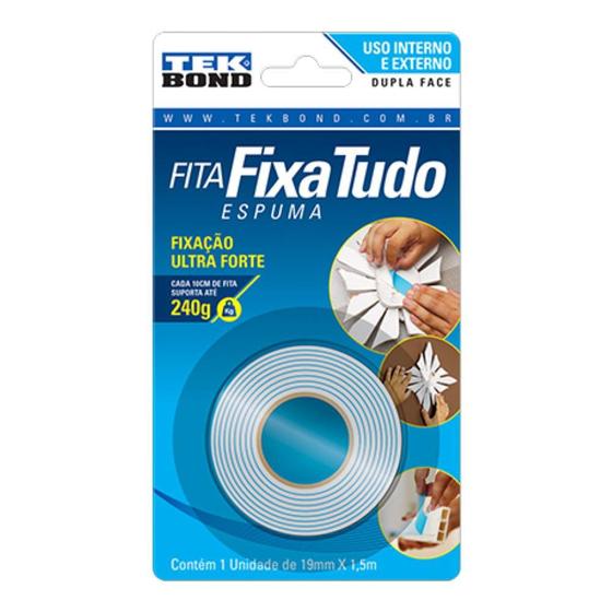 Imagem de Fita Adesiva Dupla Face com Espuma 19mm x 1.5m Tekbond