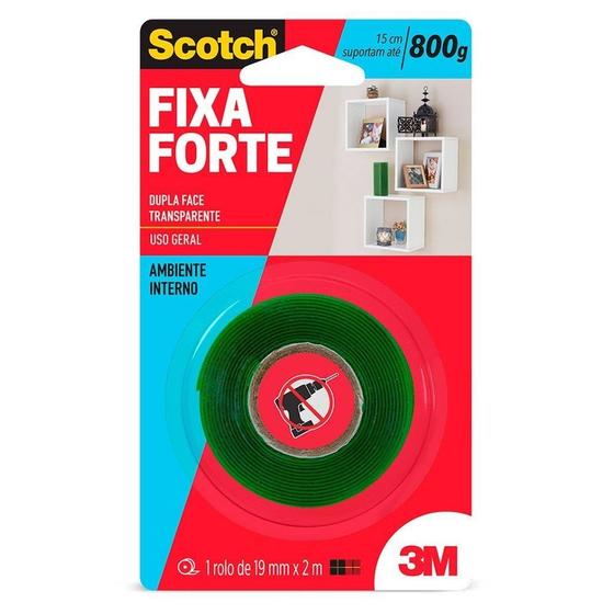 Imagem de Fita Adesiva Dupla Face Fixa Forte 19 mm x 2 m Scotch 3M
