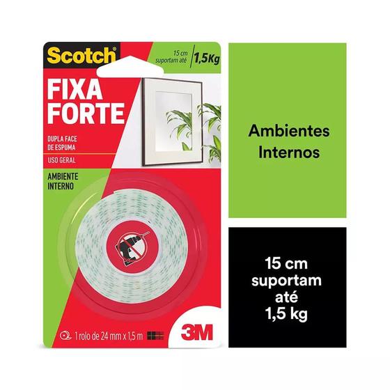 Imagem de Fita Adesiva Dupla Face Scotch 3M com Espuma para Uso Interno 24mmx1,5m