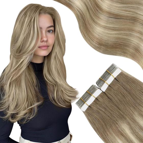 Imagem de Fita adesiva em extensões de cabelo Moresoo Balayage Light Brown/Platinum