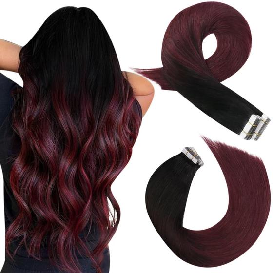 Imagem de Fita adesiva em extensões de cabelo Moresoo Burgundy 50g 20" 20 unidades