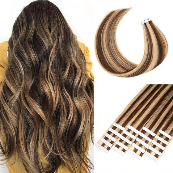 Imagem de Fita adesiva em extensões de cabelo Senmy Sliky Straight Human Hair