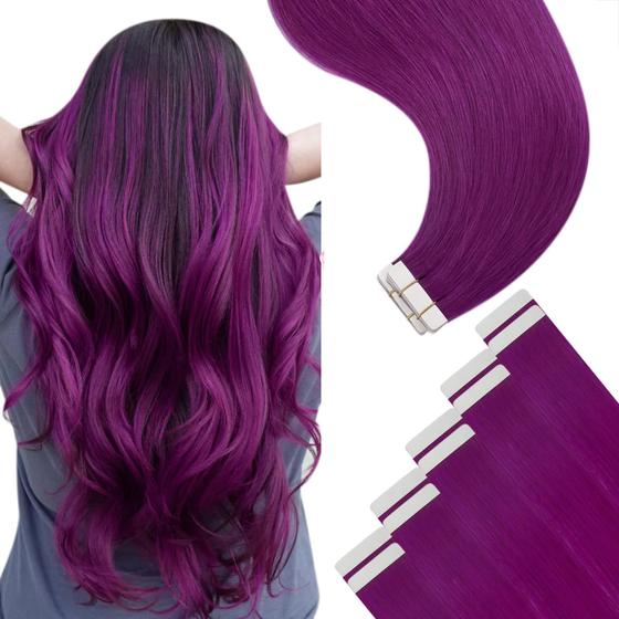 Imagem de Fita adesiva em extensões de cabelo YoungSee Purple 22cm Human Hair