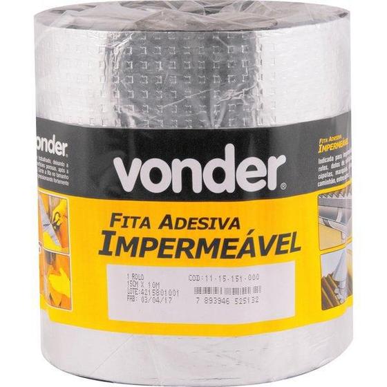 Fita adesiva impermeável 15cmx10m aluminizada - Vonder Menor preço em Fita adesiva impermeável 15cmx10m aluminizada - Vonder