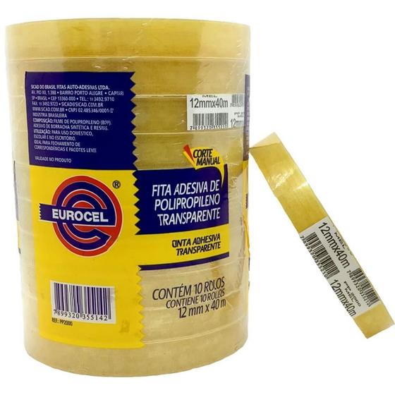 Imagem de Fita Adesiva PP 2000 12MM X 40M Transparente, Pacote com 1 Unidade