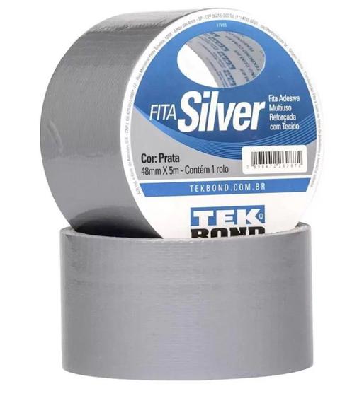 Imagem de Fita Adesiva Reforçada Silver Tape Prata 48MMx5M Tekbond