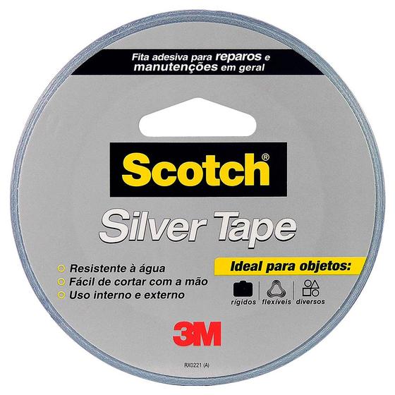 Imagem de fita adesiva silver tape prata 3m scotch 45mm x 5m profissional